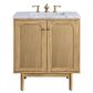 James Martin Vanities Laurent 30" Single Bathroom Vanity in Light Natural Oak with 3 cm Carrara White Marble Top and Rectangular Sink, , large