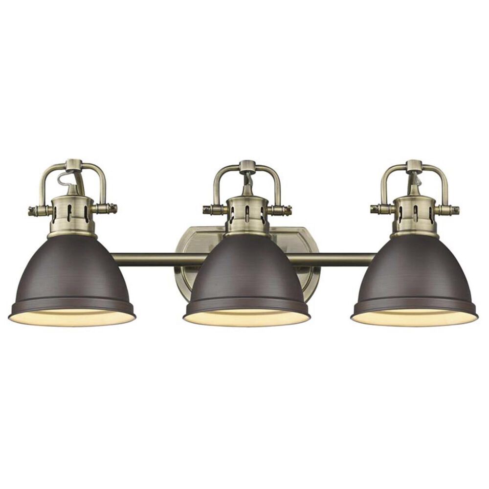 Golden Lighting Duncan 3-Light Bath Vanity in Aged Brass with Rubbed Bronze Shades, , large