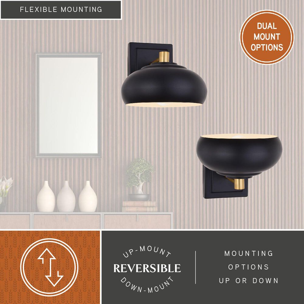 Vaxcel Belmont 1-Light Bathroom Vanity in Matte Black and Satin Brass, , large