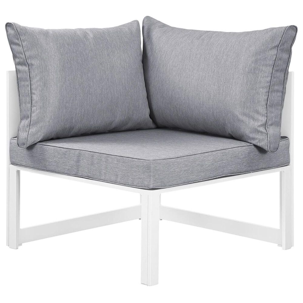 Modway Fortuna 6-Piece Outdoor Patio Sectional Set in White and Gray, , large