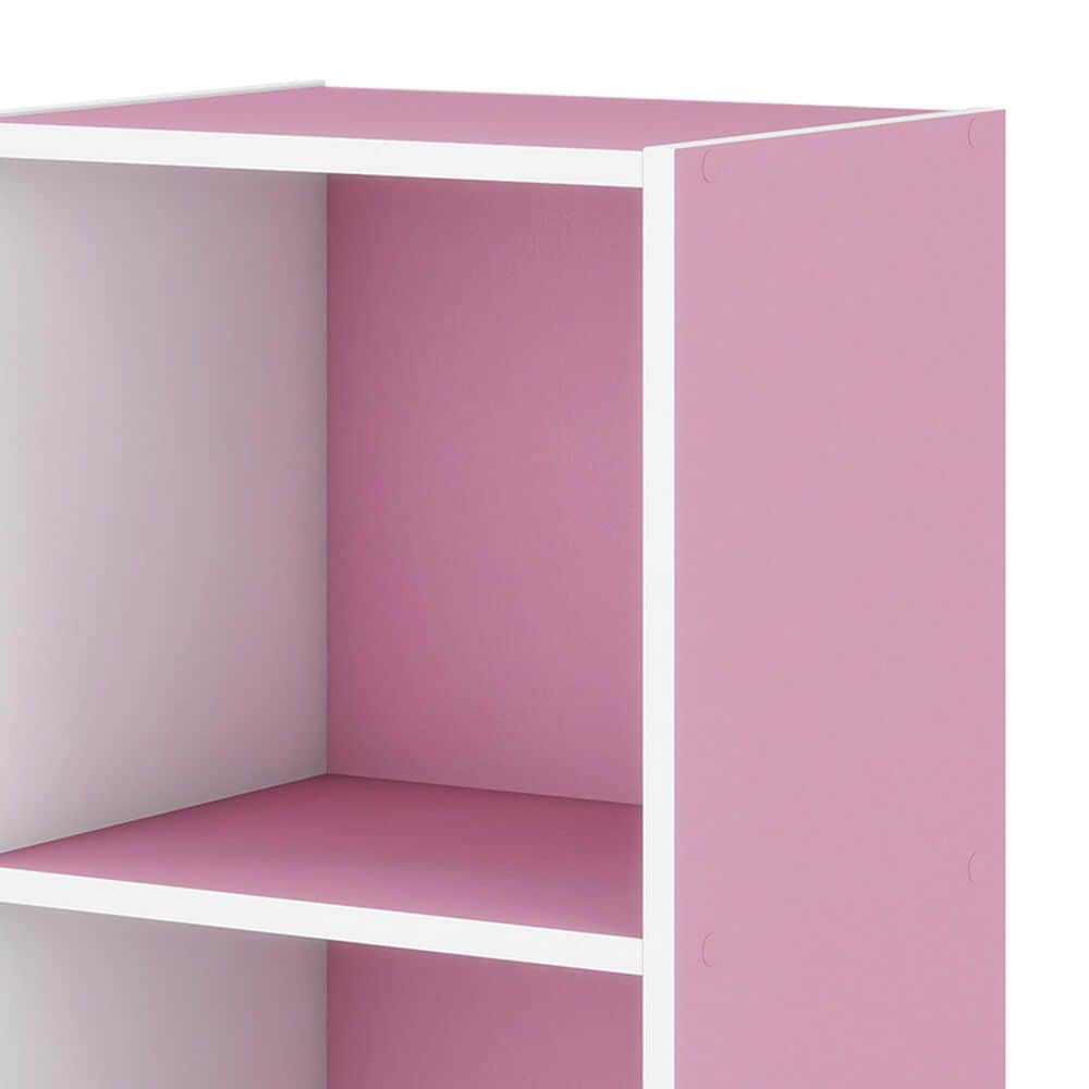 HOMLUX 3-Tier Bookcase with Decorative Open Shelves in White and Pink, , large