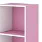 HOMLUX 3-Tier Bookcase with Decorative Open Shelves in White and Pink, , large