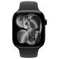 Apple Watch Series 11 (GPS+Cellular) 46mm Aluminum Case with Black Sport Band - M/L in Jet Black and 2-Year AppleCare+, , large