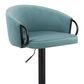 LumiSource Claire Swivel Adjustable Barstool with Light Blue Velvet Upholstery in Black (Set of 2), , large