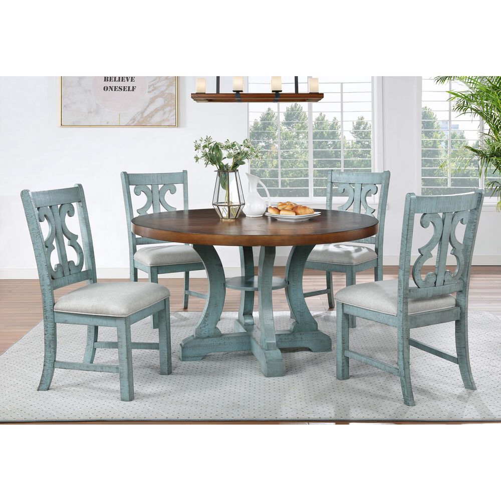 Furniture of America Gross Dining Chair in Antique Light Blue &#40;Set of 2&#41;, , large