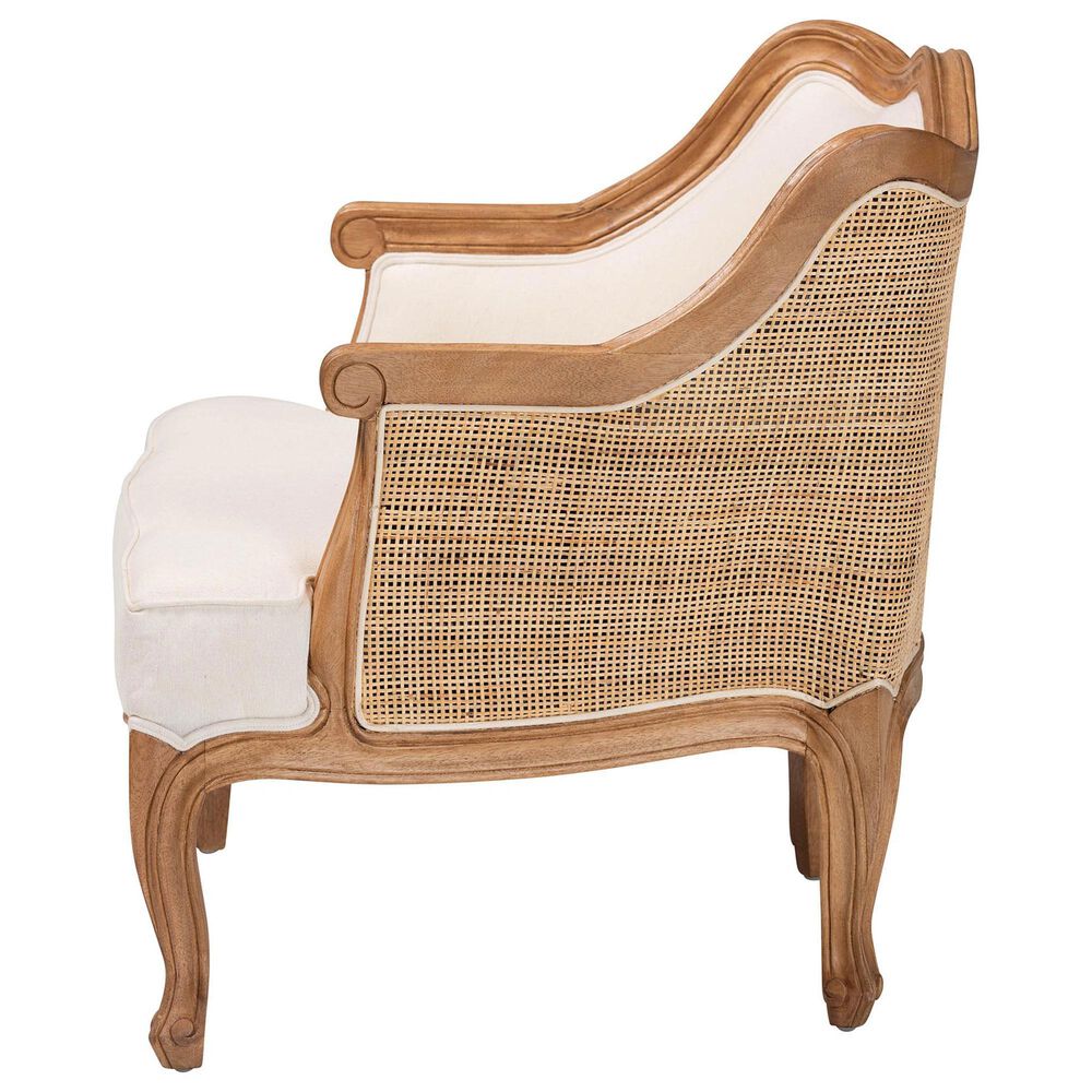 Baxton Studio Sylvestra Accent Chair with Honey Oak Frame in Beige, , large