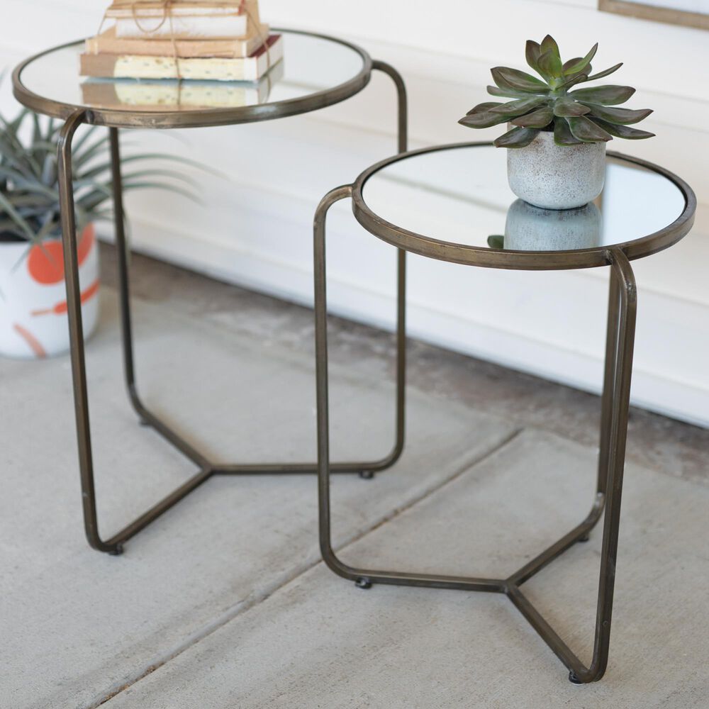 Kalalou Side Table Set in Metal and Mirror (Set of 2), , large