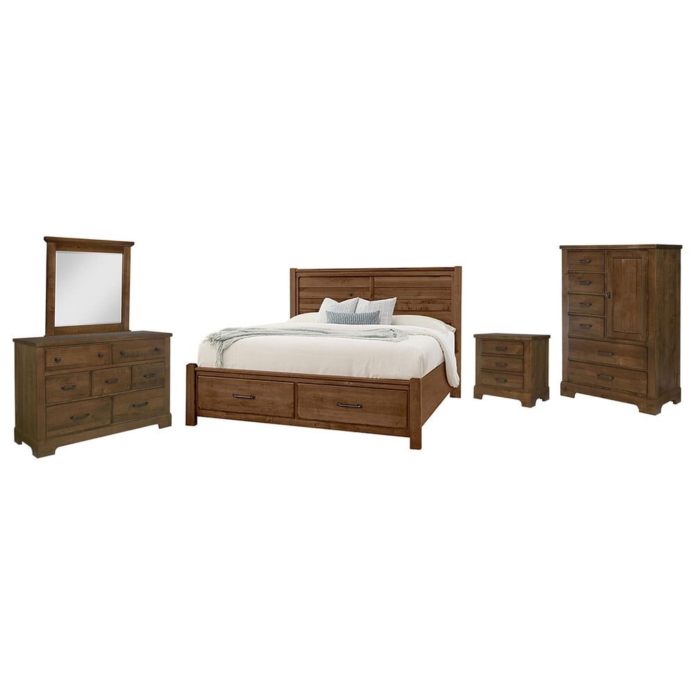 Viceray Collections Cool Rustic 5-Piece King Plank Bedroom Set with Storage in Amber, , large