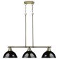 Golden Lighting Duncan 3-Light Pendant with Black Shade in Aged Brass, , large