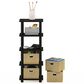 HOMLUX 5-Tier Tall Corner Open Bookshelf with 4 Storage Bins in Espresso and Black, , large