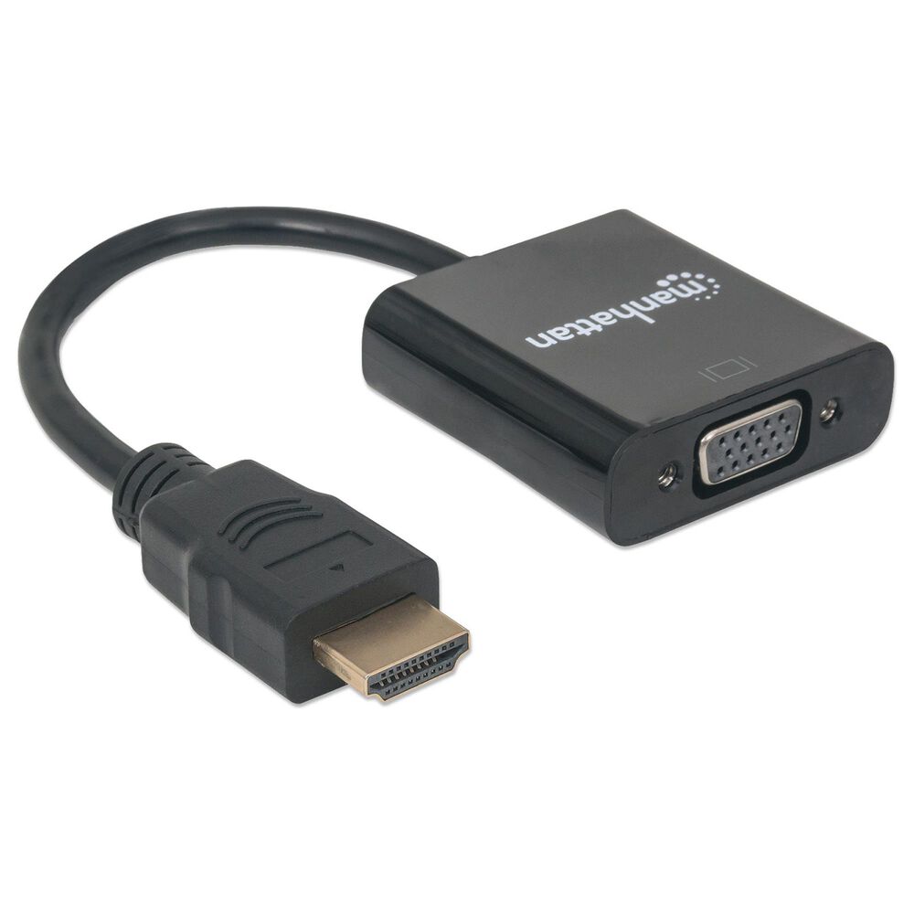 Manhattan HDMI Male to VGA Female, Optional USB Micro-B Power Port in Black, , large