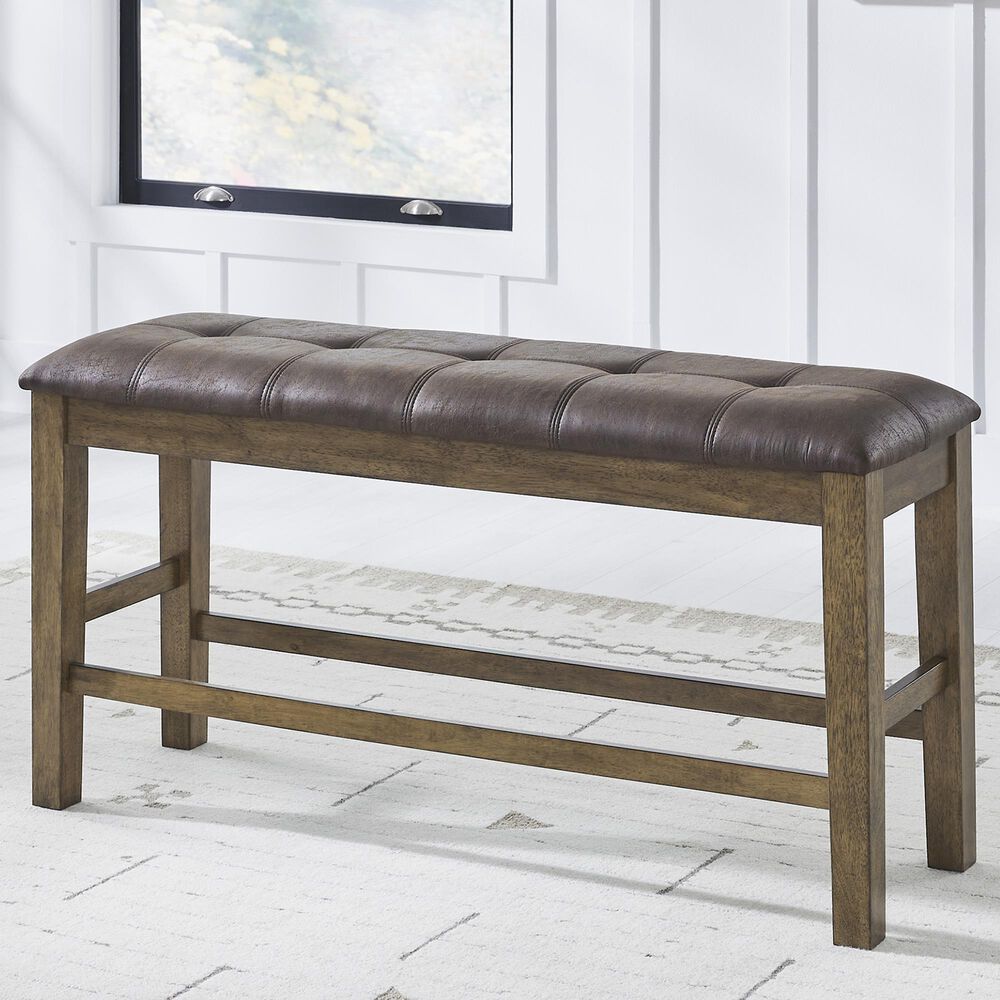 Ashley Urbinforte 25.38 Faux Leather Counter Height Dining Bench in Light Brown, , large