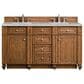 James Martin Vanities Bristol 60" Double Bathroom Vanity in Saddle Brown with 3 cm Eternal Jasmine Pearl Silestone Top, Rectangular Sinks and FreePower Wireless Charger, , large