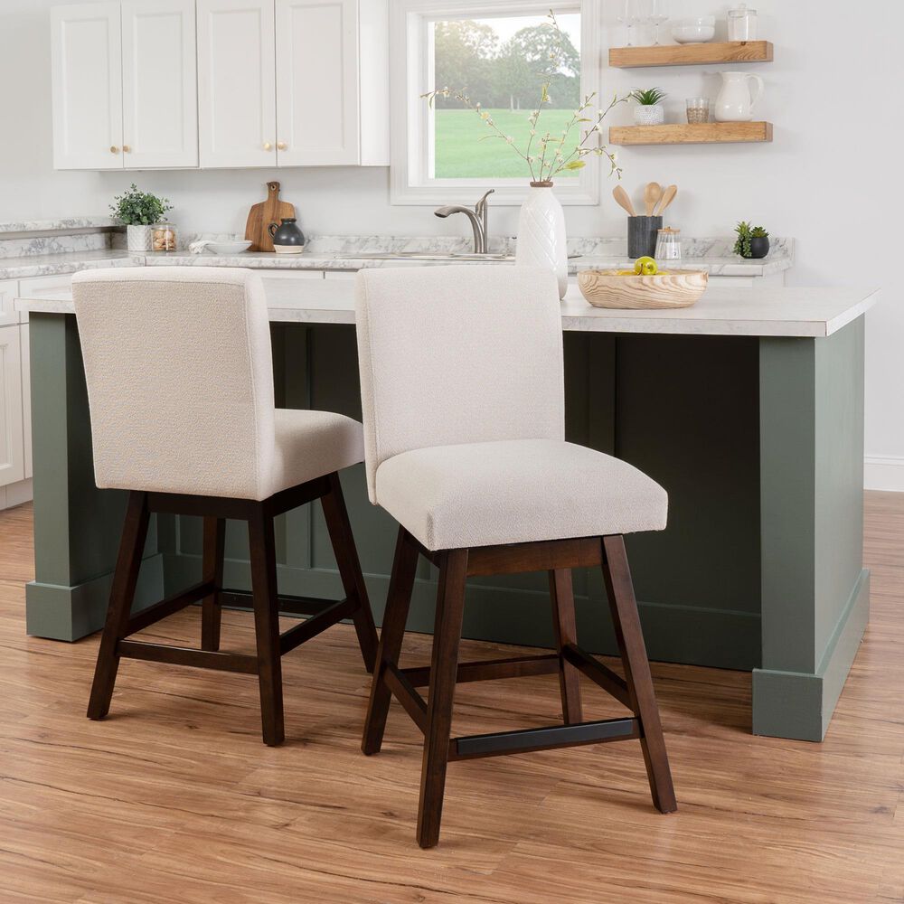 Linon Home Decor Cyrus Swivel Counter Stool in Brown (Set of 2), , large