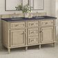 James Martin Vanities Lorelai 60" Double Vanity in Whitewashed Oak with 3 cm Charcoal Soapstone Quartz Top, , large