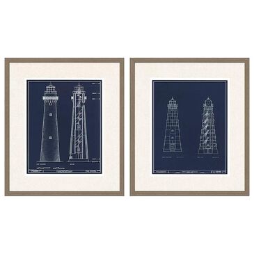 Paragon Lighthouse II 29" x 25" Wall Art in Blue (Set of 2), , large
