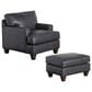 Craftmaster Furniture Corp Stationary Leather Chair and Ottoman Set in Dark Gray, , large