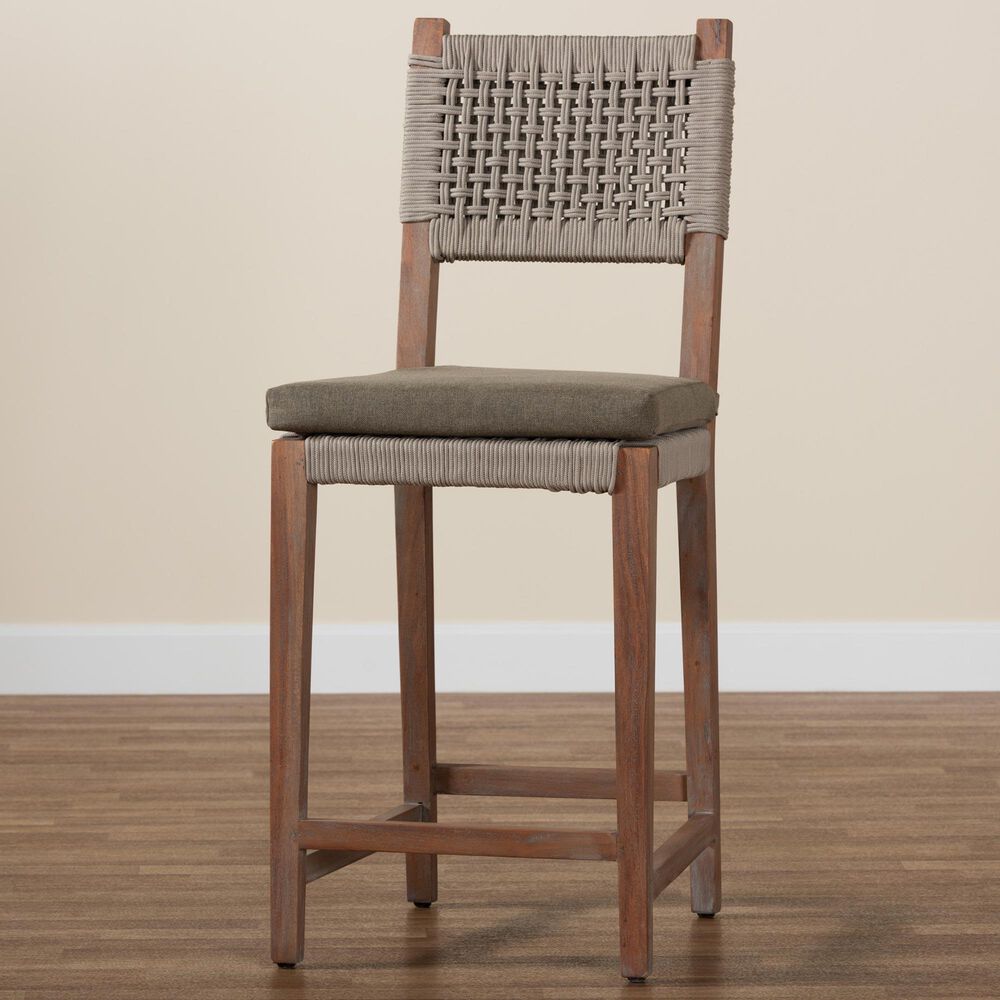 Baxton Studio Heyna Counter Stool in Mahogany, , large