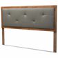 Baxton Studio Abner King Panel Headboard with Dark Grey Fabric in Walnut Brown, , large
