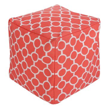 Surya Cube Pouf in Coral and Light Gray, , large