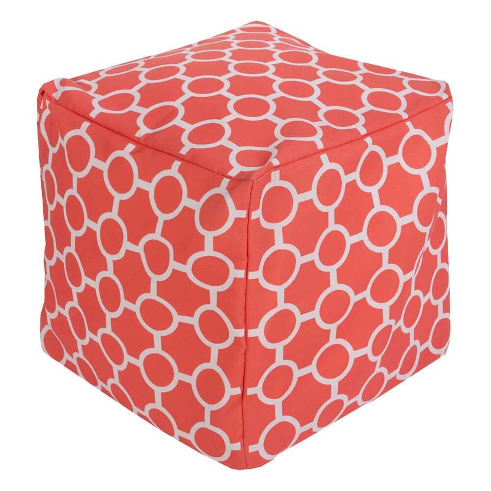 Surya Inc Surya Poufs Cube Pouf in Coral and Light Gray, , large