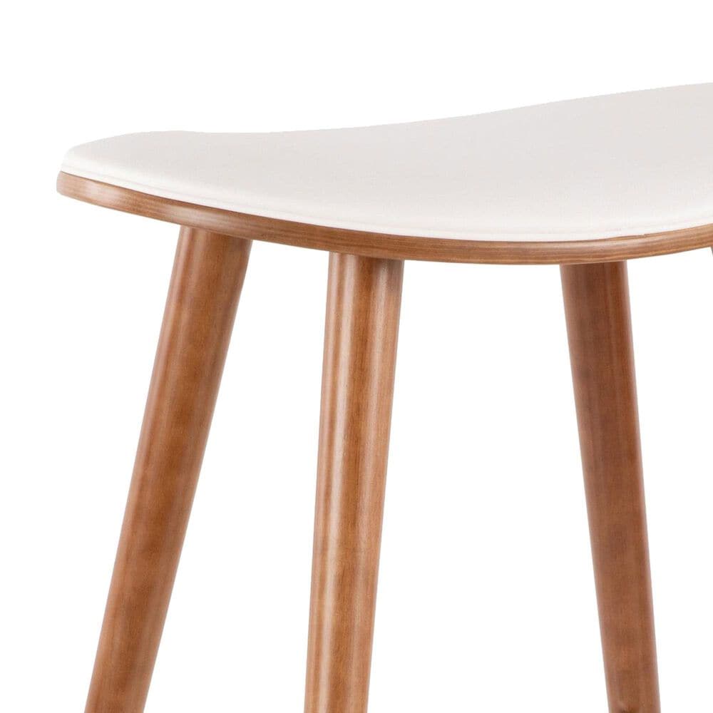 Lumisource Saddle Counter Stool with White Cushion in Walnut and Chrome &#40;Set of 2&#41;, , large
