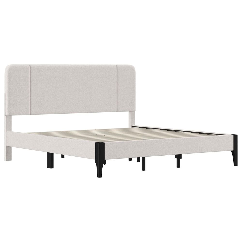 Richlands Furniture Springlee King Platform Bed with Oatmeal Upholstery in Black, , large