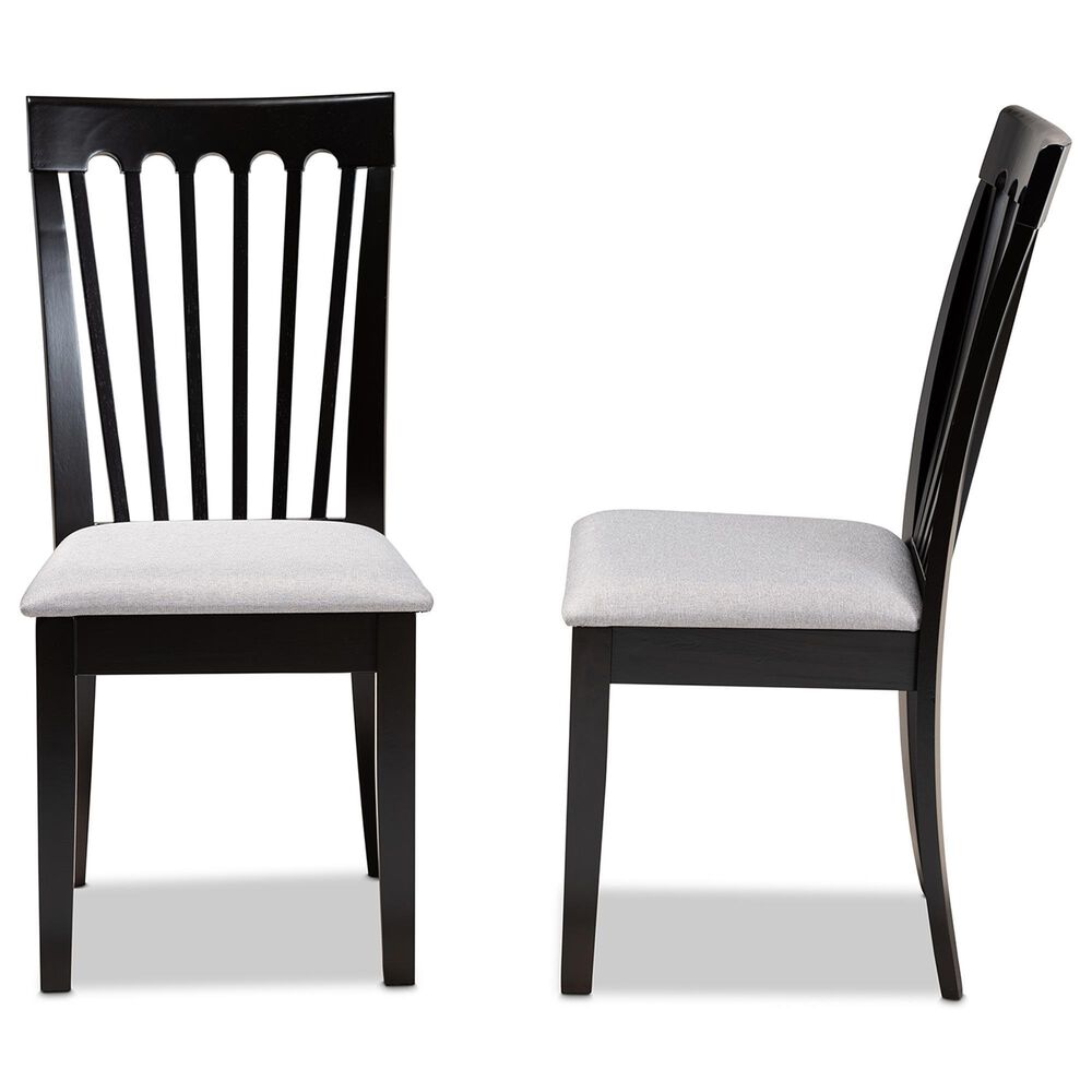 Baxton Studio Minette Side Chair with Grey Cushion in Espresso Brown (Set of 2), , large
