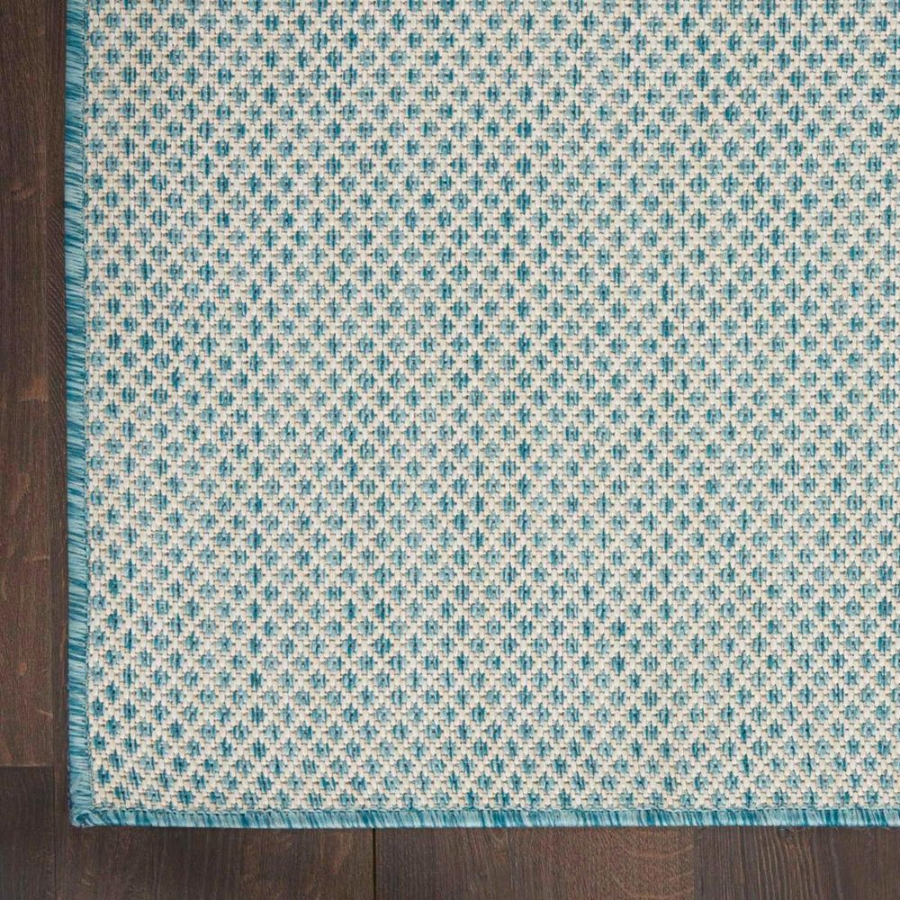 Nourison Courtyard Ivory and Aqua 7&#39; x 10&#39; Indoor/Outdoor Area Rug, , large