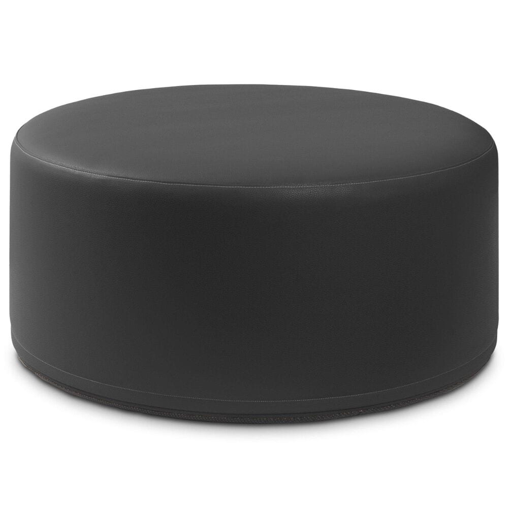 Jaxx Candler Faux Leather Ottoman in Black, , large