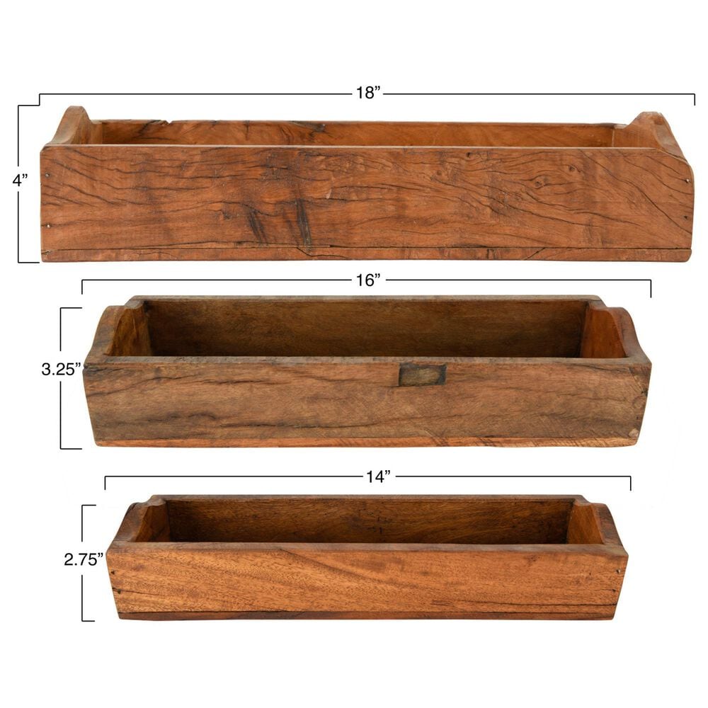 Creative Coop 3-Piece Found Wood Box Set in Brown, , large