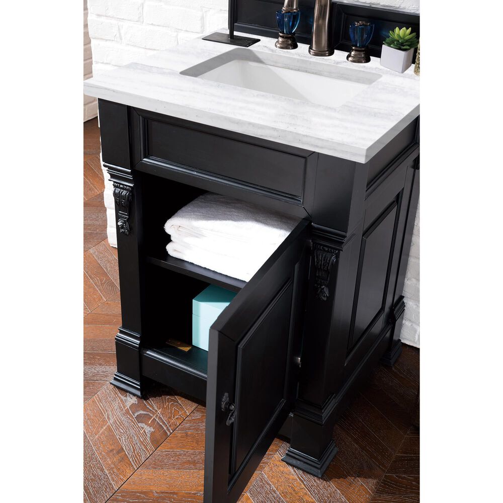 James Martin Vanities Brookfield 26&quot; Single Bathroom Vanity in Antique Black with 3 cm Arctic Fall Solid Surface Top and Rectangle Sink, , large