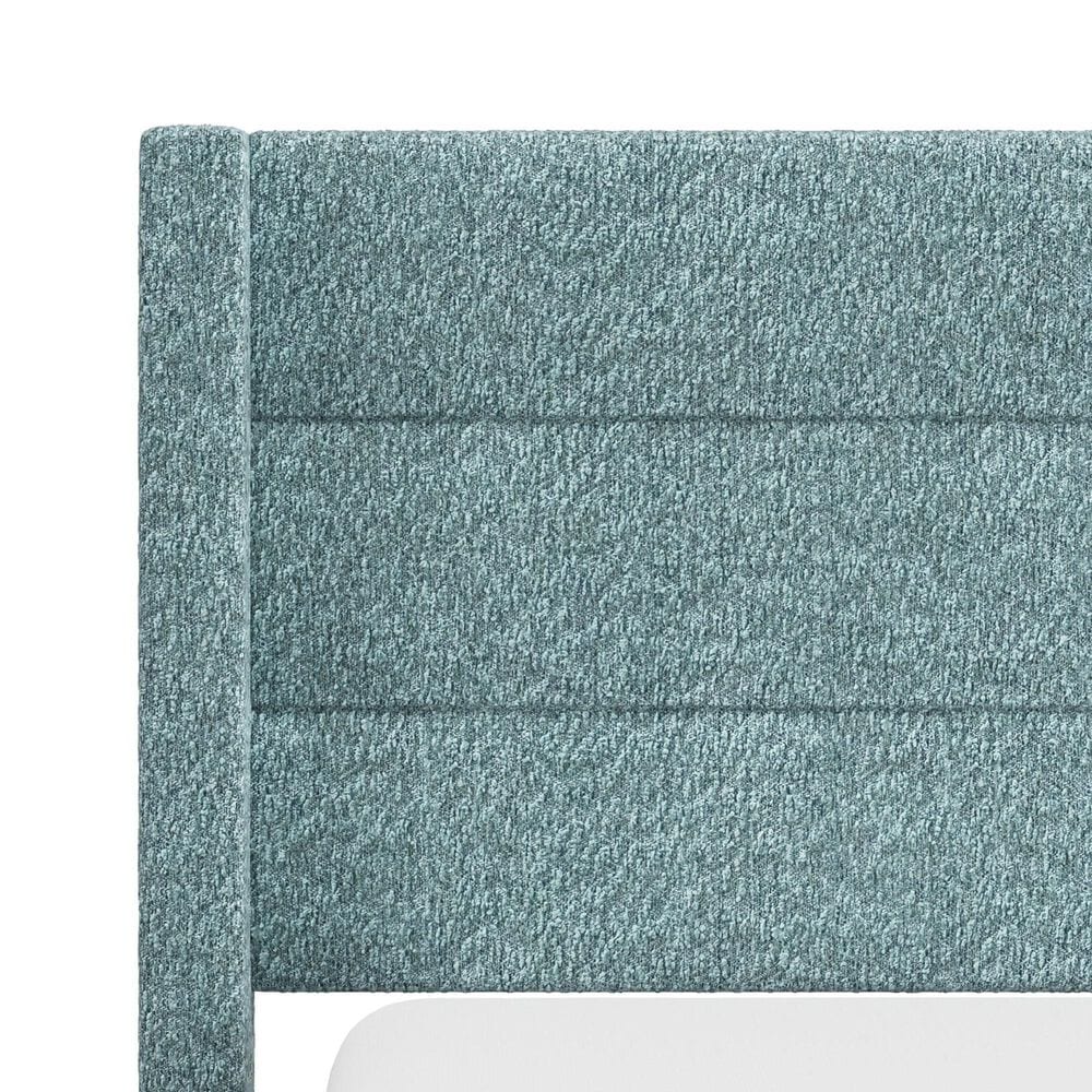 Richlands Furniture Demore King Platform Bed with Light Aqua Blue Upholstery in Black, , large