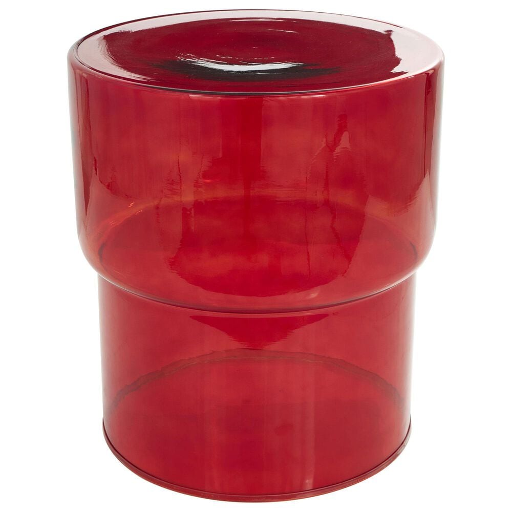 Maple and Jade Glass Modern Accent End Table in Red, , large