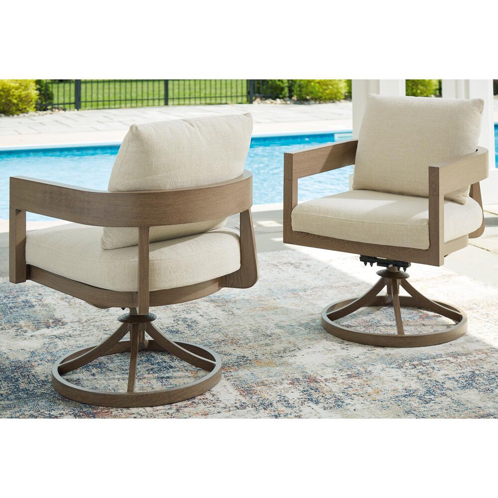 Ashley Serene Bay Patio Swivel Dining Chair in White (Set of 2), , large