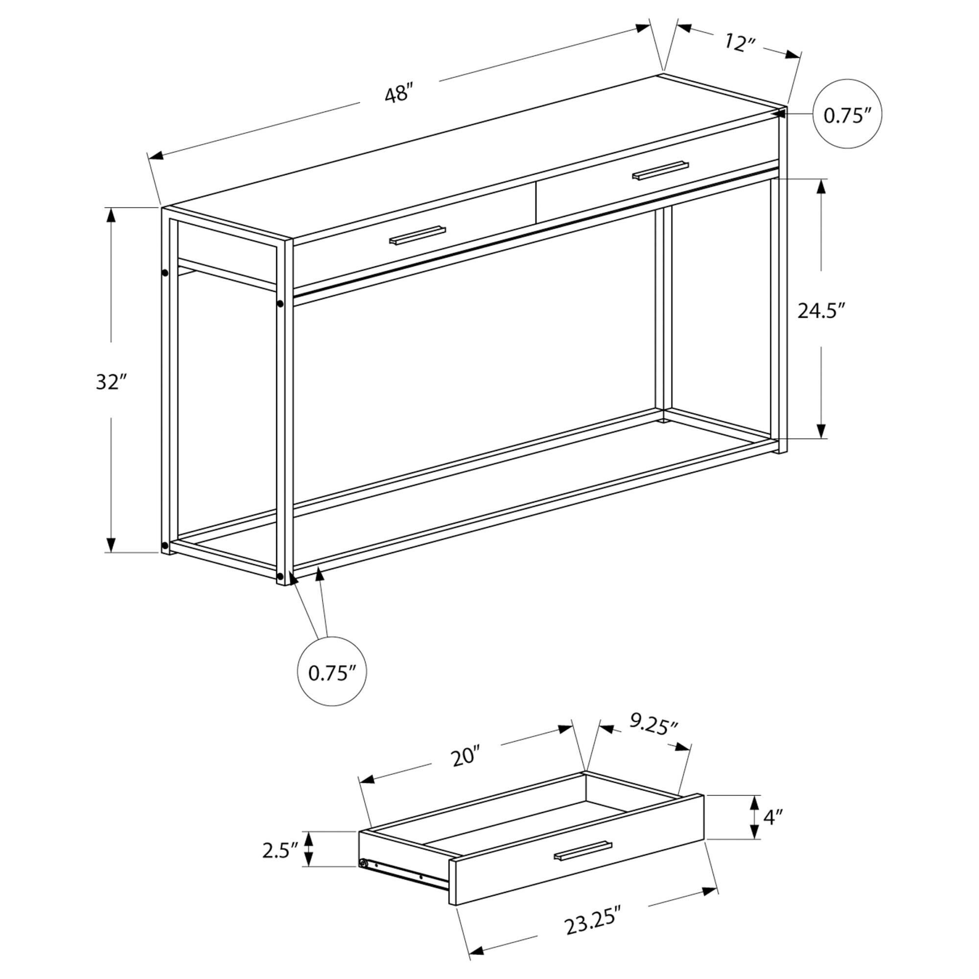 Monarch 2 Drawer Accent Console Table in Dark Taupe and Black 