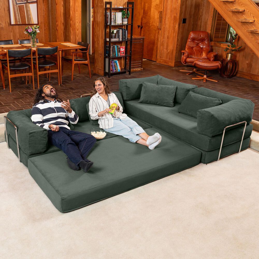 Jaxx Unsofa 2-Piece Modular Right Facing L-Shaped Sectional in Forest Dark Green, , large