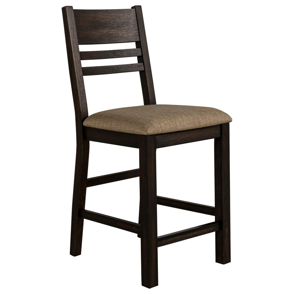 Frankfurt Furniture Thin Ladder Back Counter Chair in Brown Wire Brushed, , large