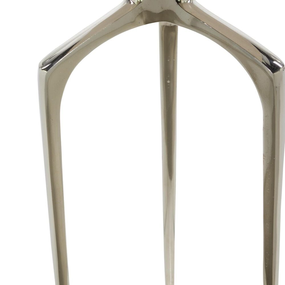 Maple and Jade 22&quot; Round End Table with 3 Tripod Legs in Polished Silver, , large