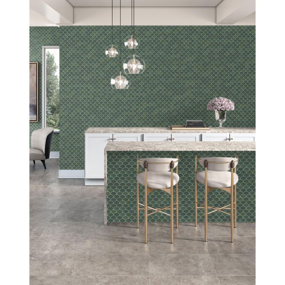 Dal-Tile Miramo Reef 3&quot; Fan Undulated on 13.25&quot; x 12.75&quot; Ceramic Mosaic Sheet, , large