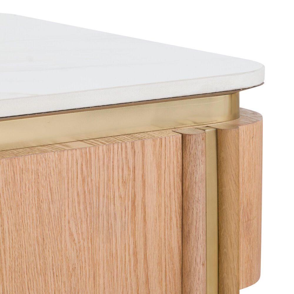Fairfield Chair Portobello Square End Table in White, Light Brown and Brushed Brass, , large