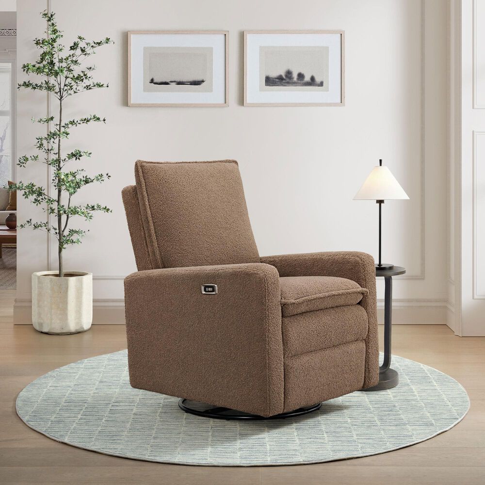 Oxford Baby Uptown Power Swivel Glider Recliner in Teddy Brown, , large