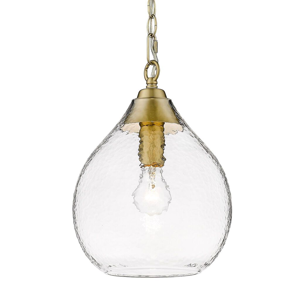 Golden Lighting Ariella Small Pendant in Brushed Champagne Bronze with Clear Hammered Glass, , large