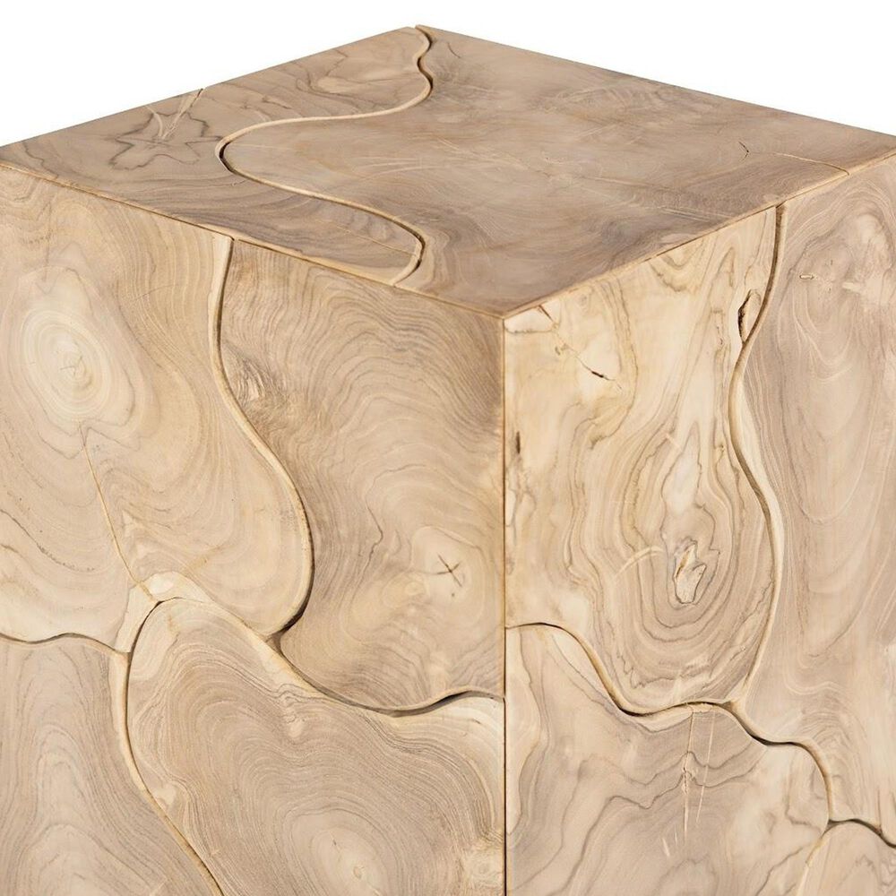 TimberHaus Teak Slice Medium Square Pedestal in Bleached Teak, , large