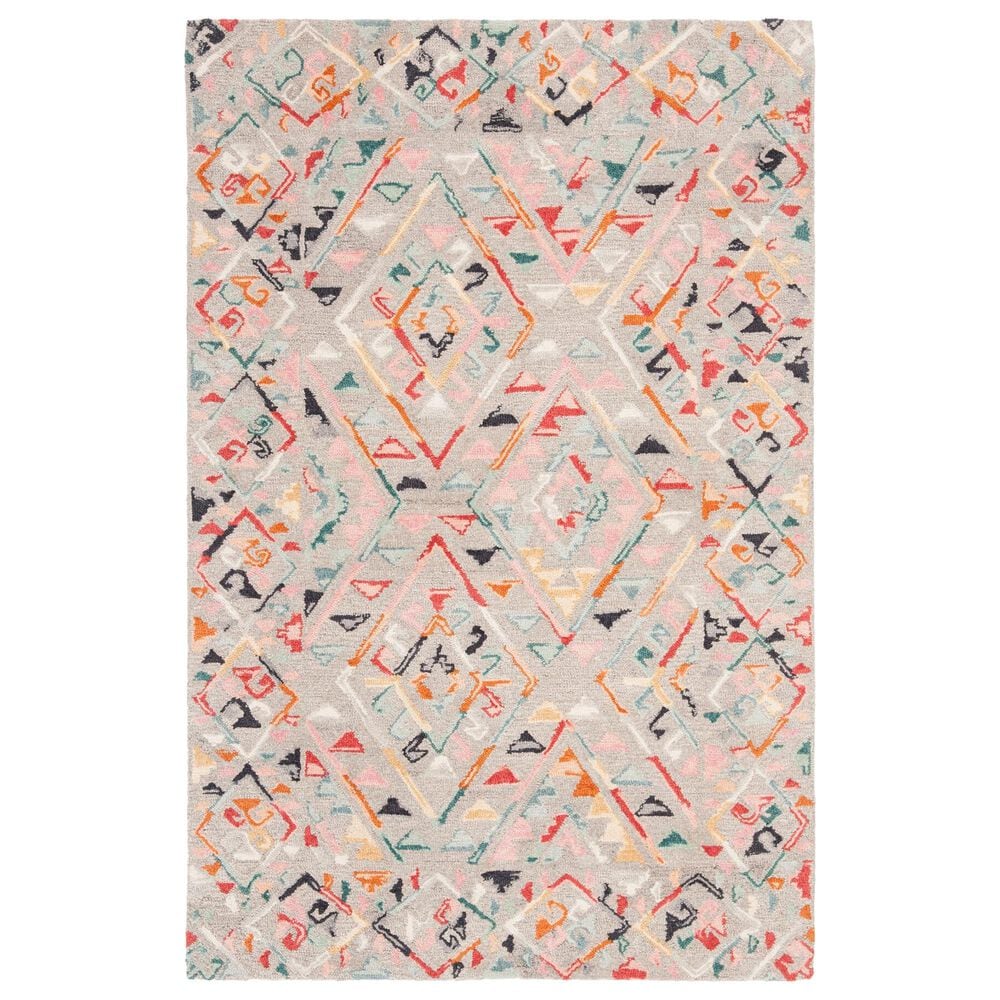 Safavieh Micro-Loop 4" x 6" Gray and Pink Area Rug, , large