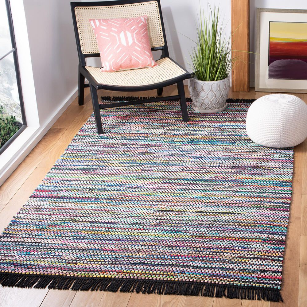 Safavieh Montauk 6&#39; x 9&#39; Black and Pink Area Rug, , large