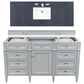 James Martin Vanities Brittany 60" Single Bathroom Vanity in Urban Gray with 3 cm Charcoal Soapstone Quartz Top and Rectangle Sink, , large