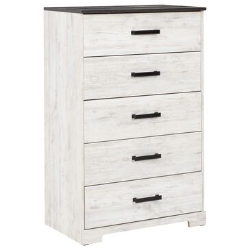 Ashley Shawburn 5-Drawer Chest in Whitewash and Charcoal Gray, , large