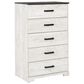 Ashley Shawburn 5-Drawer Chest in Whitewash and Charcoal Gray, , large