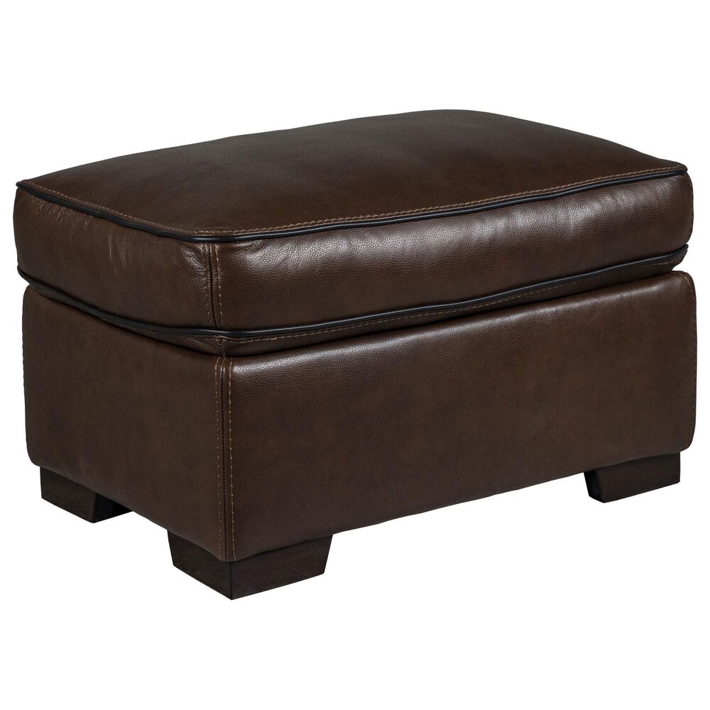 Simon Li Leather Ottoman in Longhorn Bramble, , large